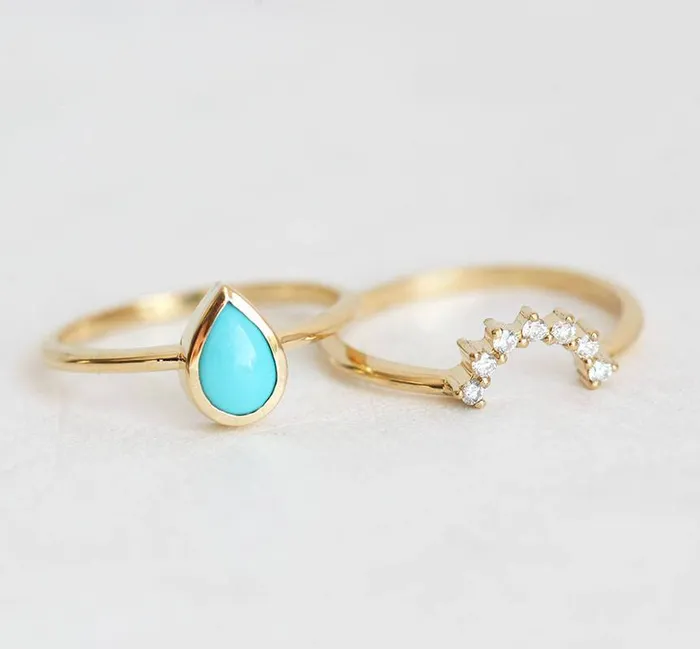 Turquoise Ring Turquoise Ring Set Capucinne Rings