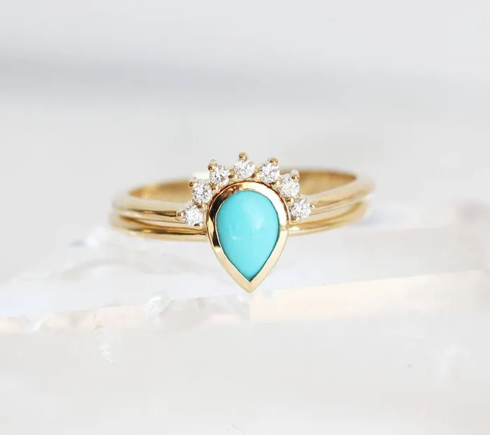 Turquoise Ring Turquoise Ring Set Capucinne Rings