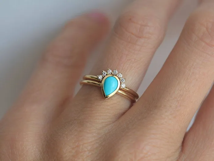 Turquoise Ring Turquoise Ring Set Capucinne Rings