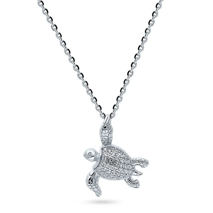 Turtle CZ Necklace and Earrings in Sterling Silver BERRICLE Necklaces