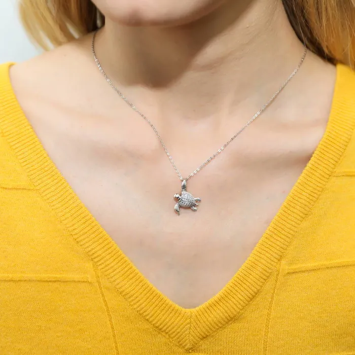Turtle CZ Necklace and Earrings in Sterling Silver BERRICLE Necklaces