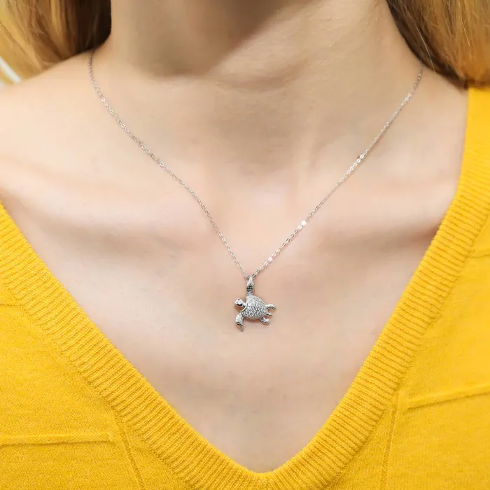 Turtle CZ Necklace and Earrings in Sterling Silver BERRICLE Necklaces