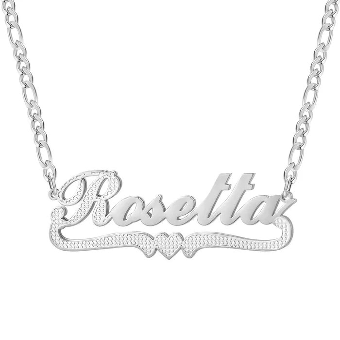 Two Tone Script Heart Name Necklace Novalico Necklaces