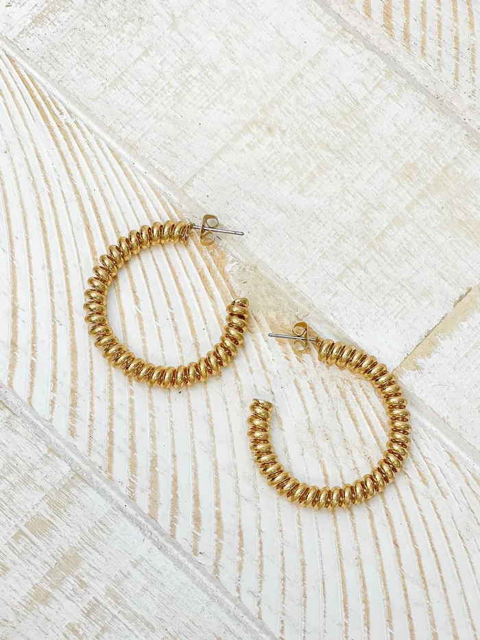 Vintage Brass Coil Hoop Earrings Gold Prep Obsessed ESS Earrings