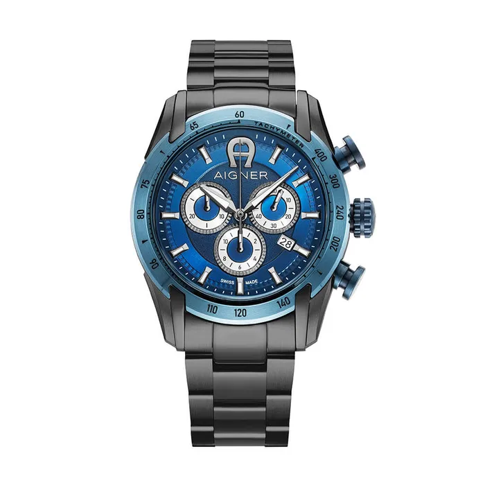 Watches Aigner Aigner Benevento Gents Blue Dial Gun Stainless Steel Watch