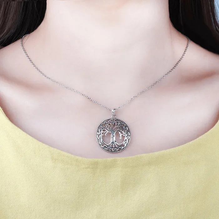 WickedAF 925 Sterling Silver Tree of Life Pendant Necklace Necklaces