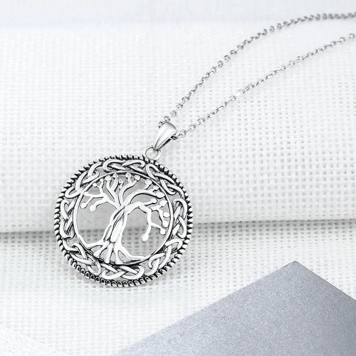 WickedAF 925 Sterling Silver Tree of Life Pendant Necklace Necklaces