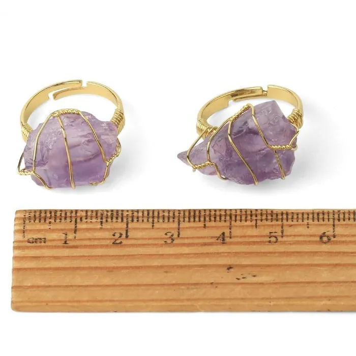 WickedAF Rings Natural Crystal Wire Wrapped Ring