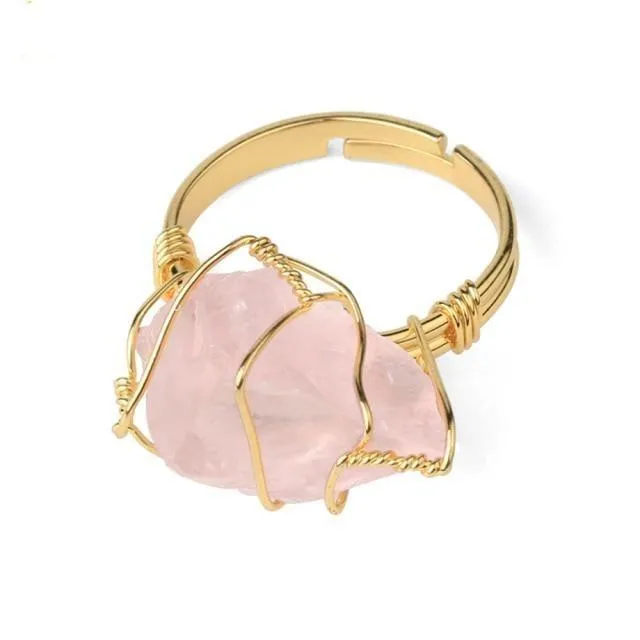 WickedAF Rings Natural Crystal Wire Wrapped Ring