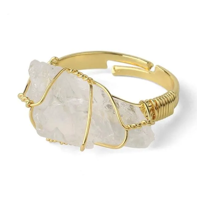 WickedAF Rings Natural Crystal Wire Wrapped Ring