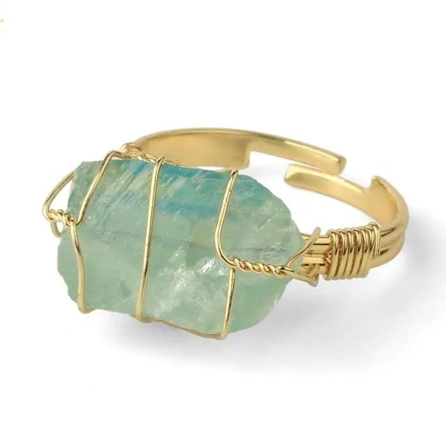 WickedAF Rings Natural Crystal Wire Wrapped Ring