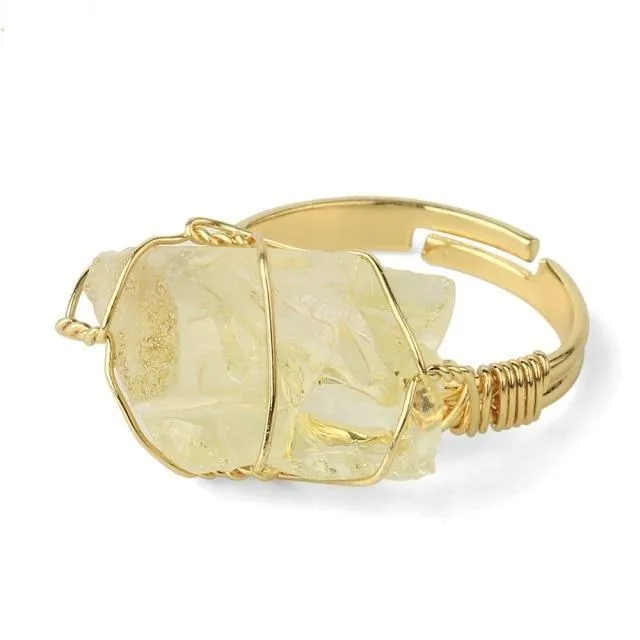 WickedAF Rings Natural Crystal Wire Wrapped Ring