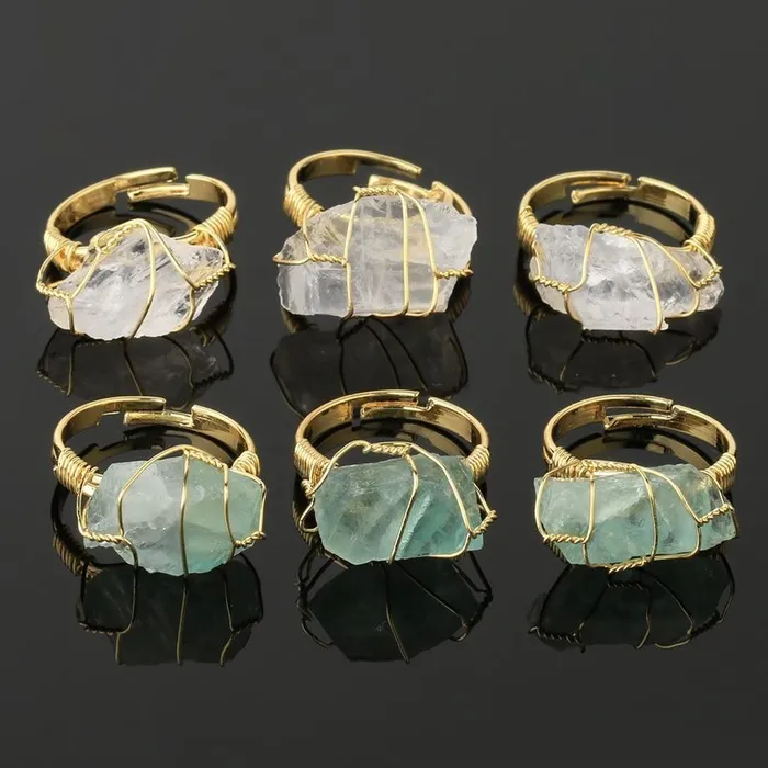 WickedAF Rings Natural Crystal Wire Wrapped Ring