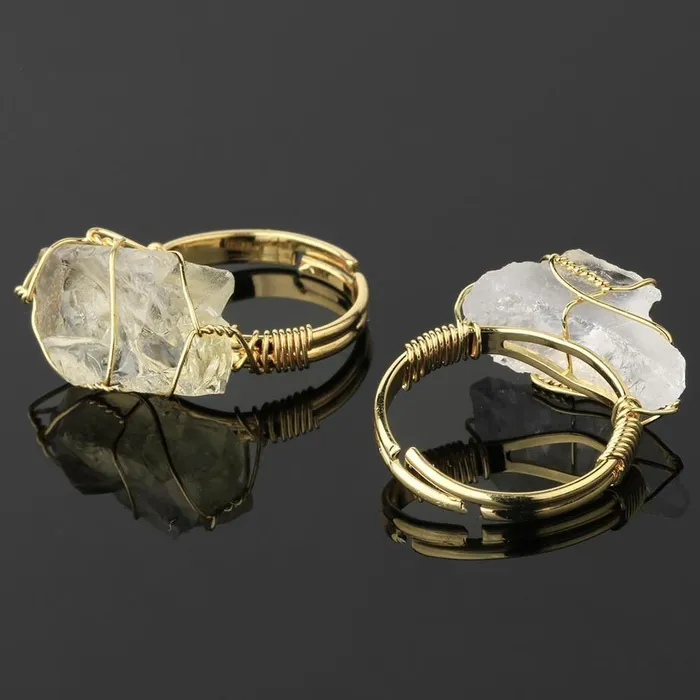 WickedAF Rings Natural Crystal Wire Wrapped Ring