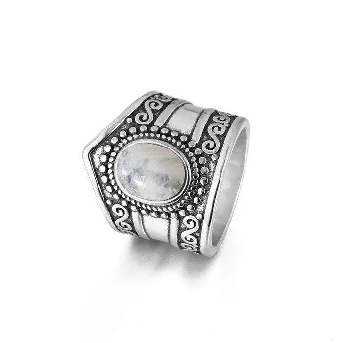 WickedAF Rings S925 Sterling Silver Rainbow Moonstone Ring