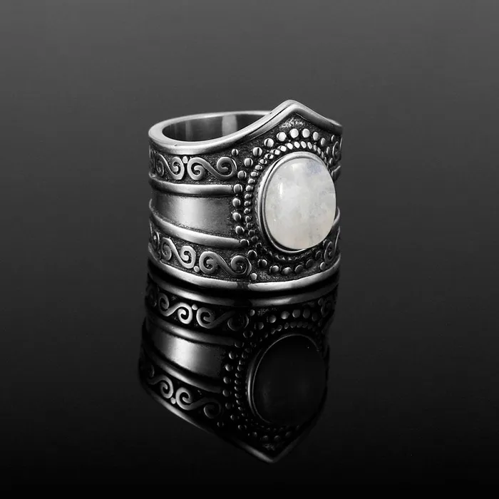 WickedAF Rings S925 Sterling Silver Rainbow Moonstone Ring