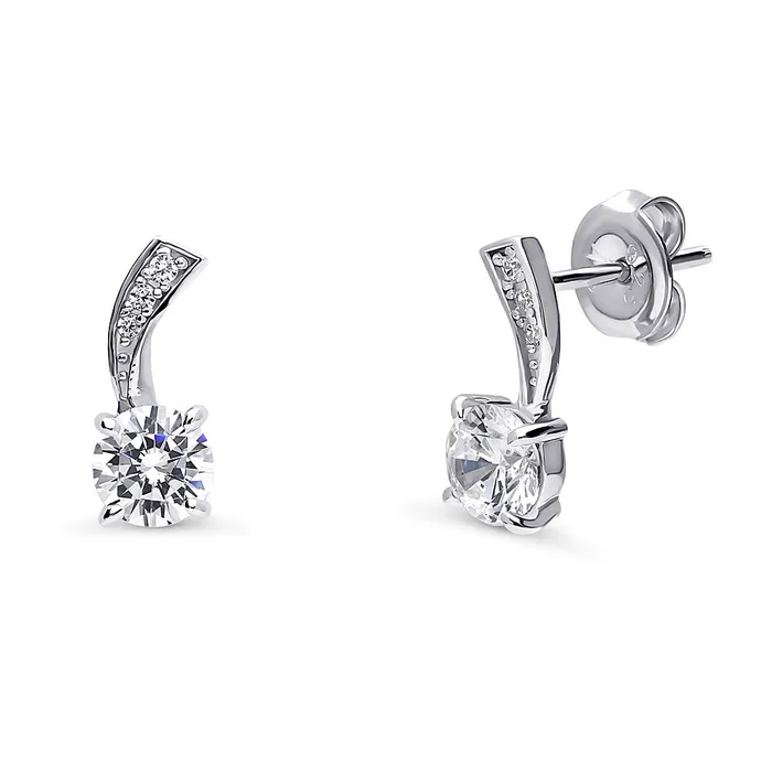 Woven CZ Stud Earrings in Sterling Silver BERRICLE Earrings
