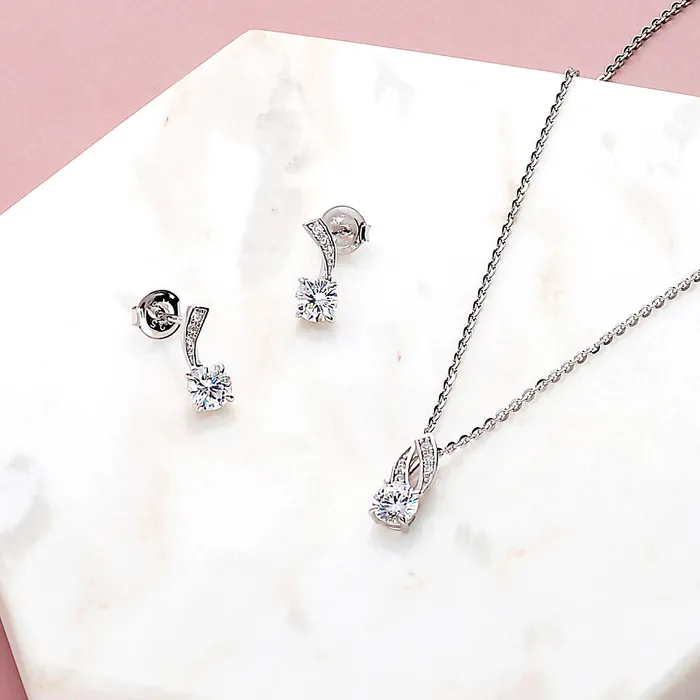 Woven CZ Stud Earrings in Sterling Silver BERRICLE Earrings
